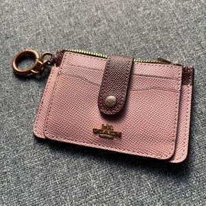 Coach Powder Pink Wine Multi Key Card Holder Attachment Card Case